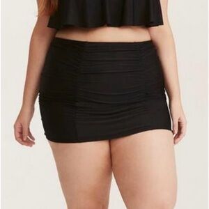 High-Rise Short Ruched Swim Skirt With Brief Torrid 4